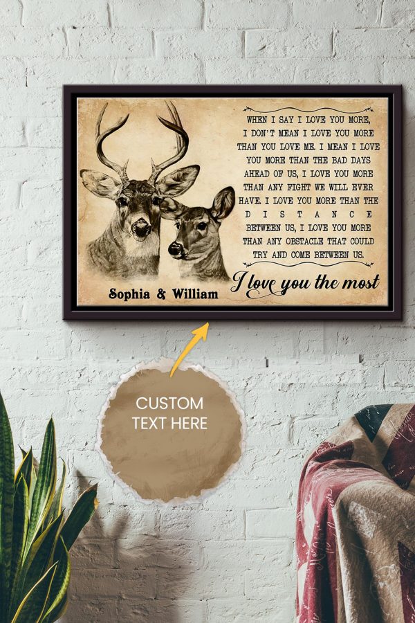 Deer Couple Personalized Canvas Love Gift For Valentine Day Lover Crush Framed Matte Canvas Framed Prints, Canvas Paintings