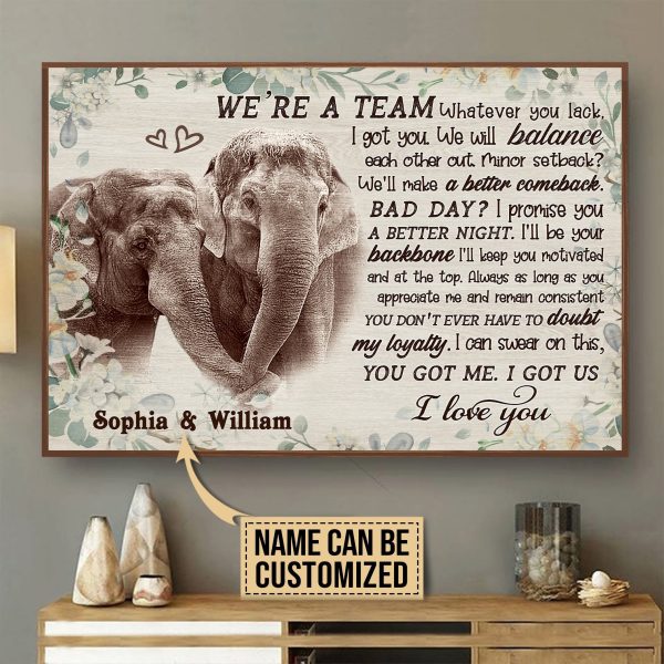 Personalized Canvas Painting Frames Elephant We Are Team Framed Prints, Canvas Paintings