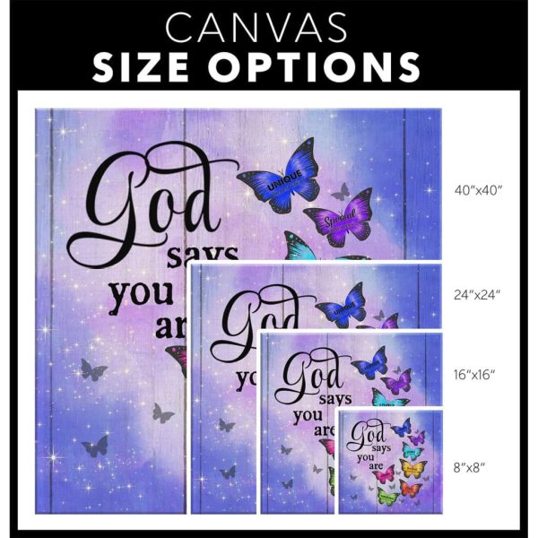 Christian Canvas Gallery Painting Wrapped Canvas : Butterfly God Says You Are Canvas Print Square Canvas Frames - Image 4