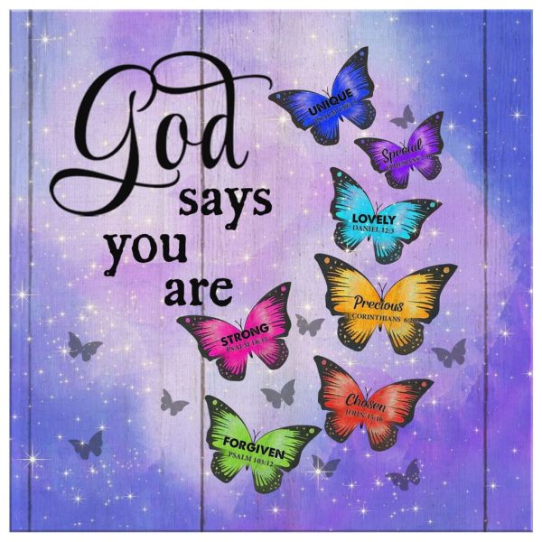 Christian Canvas Gallery Painting Wrapped Canvas : Butterfly God Says You Are Canvas Print Square Canvas Frames - Image 3