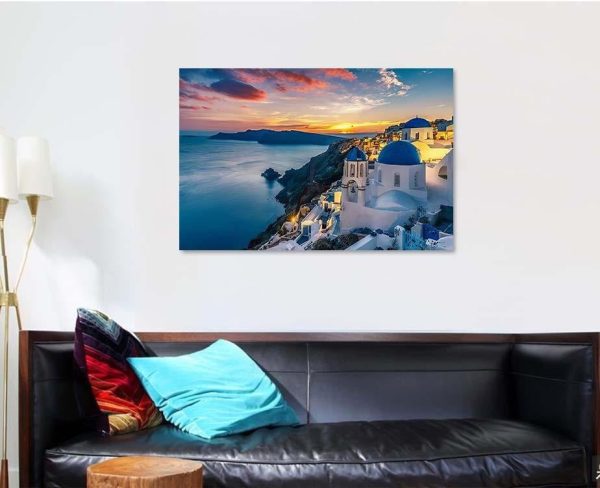 Beautiful View Churches Oia Village Santorini Christian Premium Multi Canvas Prints, Multi Piece Panel Canvas Luxury Gallery Wall Fine Art Print - Image 4