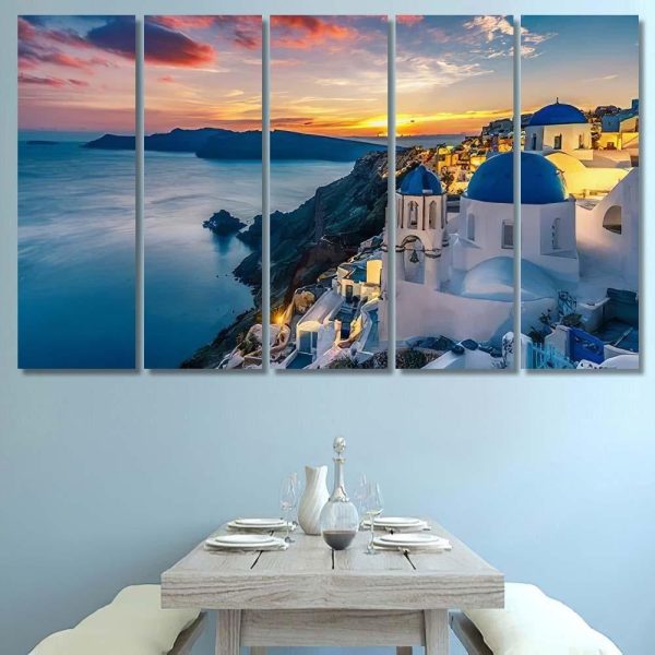 Beautiful View Churches Oia Village Santorini Christian Premium Multi Canvas Prints, Multi Piece Panel Canvas Luxury Gallery Wall Fine Art Print - Image 8