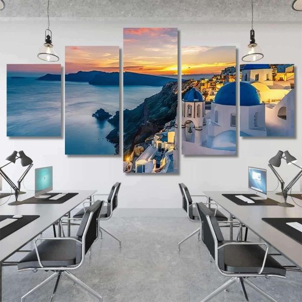 Beautiful View Churches Oia Village Santorini Christian Premium Multi Canvas Prints, Multi Piece Panel Canvas Luxury Gallery Wall Fine Art Print - Image 7