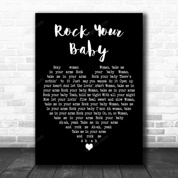 George McCrae Rock Your Baby Black Heart Decorative Art Gift Song Lyric Print - Canvas Print Wall Art Home Decor