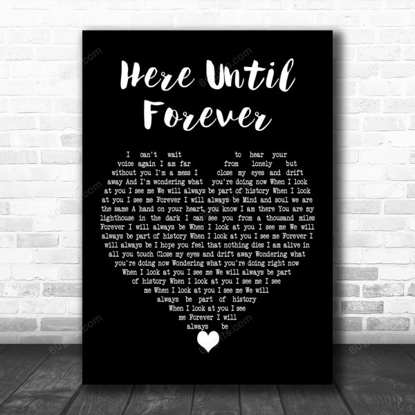 In Flames Here Until Forever Black Heart Decorative Art Gift Song Lyric Print - Canvas Print Wall Art Home Decor