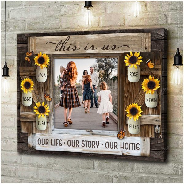 Personalized Photo Valentine's Day Gifts Our Home Anniversary Wedding Present - Customized Floral Canvas Print Wall Art Home Decor