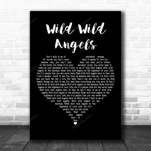 Smokie Wild Wild Angels Black Heart Decorative Art Gift Song Lyric Print - Canvas Print Wall Art Home Decor