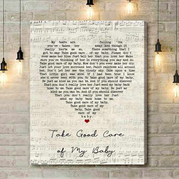 Bobby Lee Take Good Care Of My Baby Script Heart Song Lyric Art Print - Canvas Print Wall Art Home Decor