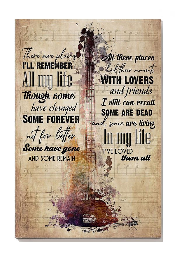 In My Life Lyrics Vintage Guitar For The Beatles Fan (2) Canvas Gallery Painting Wrapped Canvas Framed Prints, Canvas Paintings