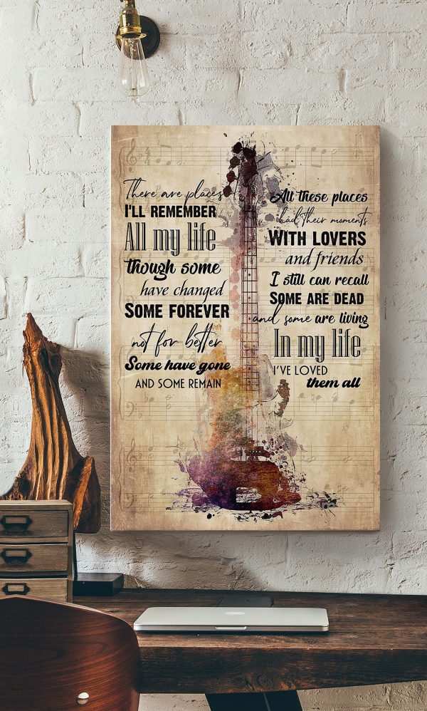 In My Life Lyrics Vintage Guitar For The Beatles Fan (2) Canvas Gallery Painting Wrapped Canvas Framed Prints, Canvas Paintings - Image 2