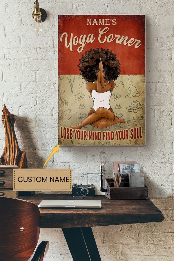 Yoga Corner Personalized Canvas Women Gallery Canvas Painting Gift For African Woman Yoga Lover Canvas Gallery Painting Wrapped Canvas Framed Prints, Canvas Paintings