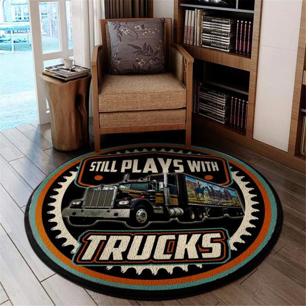 Still Play With Trucks Kenworth Living Room Round Mat Circle Rug