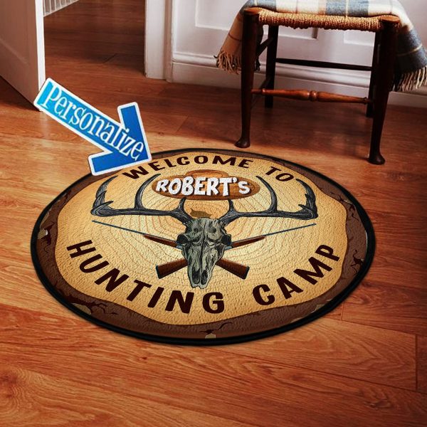 Personalize Vintage Hunting Camp Round Mat Round Floor Mat Room Rugs Carpet Outdoor Rug Washable Rugs