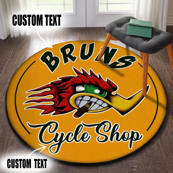 Personalized Garage Hot Rod Motorcycle Round Mat Round Floor Mat Room Rugs Carpet Outdoor Rug Washable Rugs