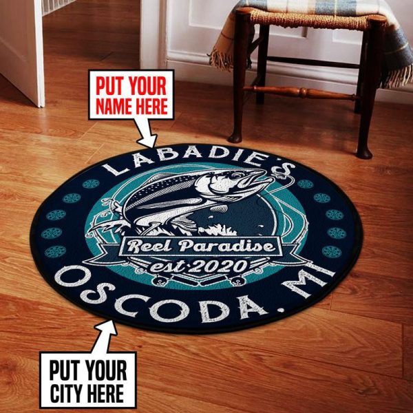 Personalized Fishing Round Mat Round Floor Mat Room Rugs Carpet Outdoor Rug Washable Rugs