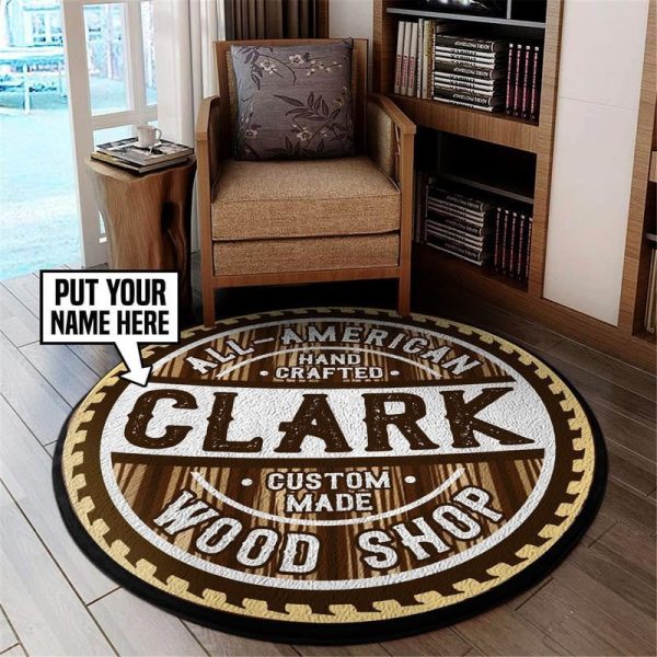 Personalized Woodshop Round Mat Round Floor Mat Room Rugs Carpet Outdoor Rug Washable Rugs