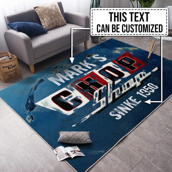 Personalized Chop Shop Hot Rod Round Mat Round Floor Mat Room Rugs Carpet Outdoor Rug Washable Rugs