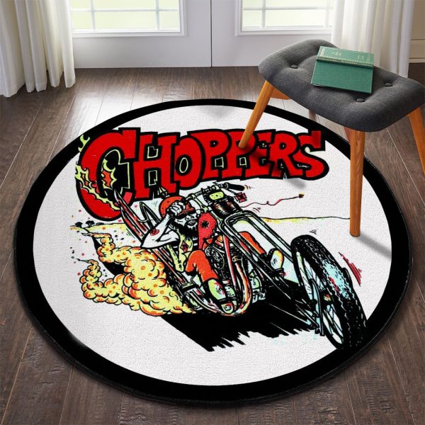 Chopper Motor Cycle Round Mat Round Floor Mat Room Rugs Carpet Outdoor Rug Washable Rugs