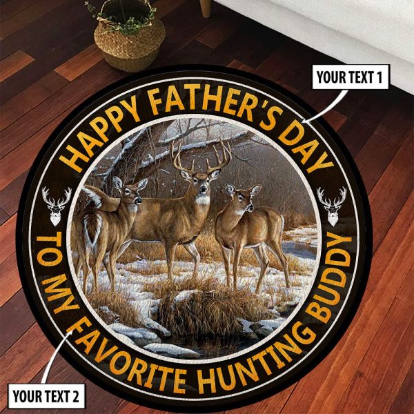 Personalized Happy Fathers Day Hunting Round Rug, Carpet 07810