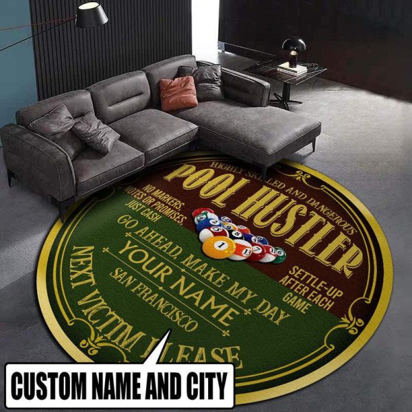 Personalized Pool Hustler Round Mat Round Floor Mat Room Rugs Carpet Outdoor Rug Washable Rugs - Image 2