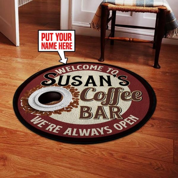 Personalized Coffee Bar Living Room Round Mat Circle Rug - Image 4