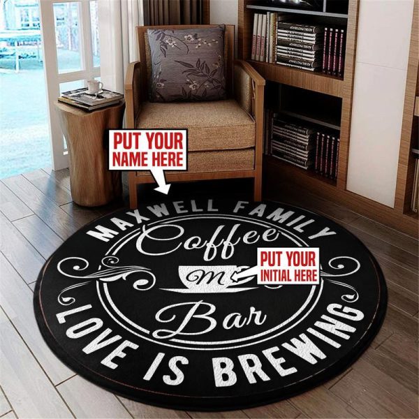 Personalized Coffee Bar Living Room Round Mat Circle Rug - Image 2