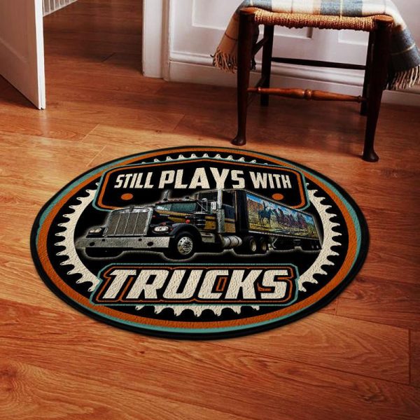 Still Play With Trucks Kenworth Living Room Round Mat Circle Rug - Image 2