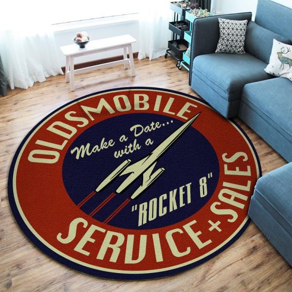 Vintage Hot Rod Round Mat Round Floor Mat Room Rugs Carpet Outdoor Rug Washable Rugs - Image 2