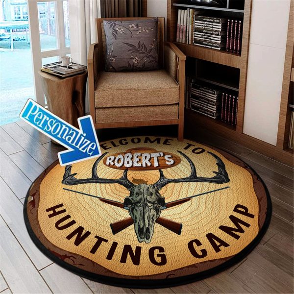 Personalize Vintage Hunting Camp Round Mat Round Floor Mat Room Rugs Carpet Outdoor Rug Washable Rugs - Image 2