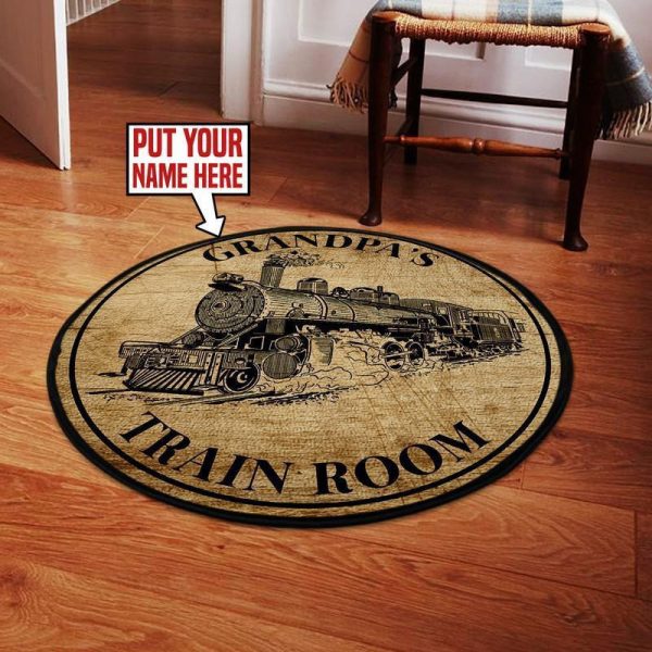 Personalized Train Room Steam Locomotive Round Mat Round Floor Mat Room Rugs Carpet Outdoor Rug Washable Rugs - Image 2