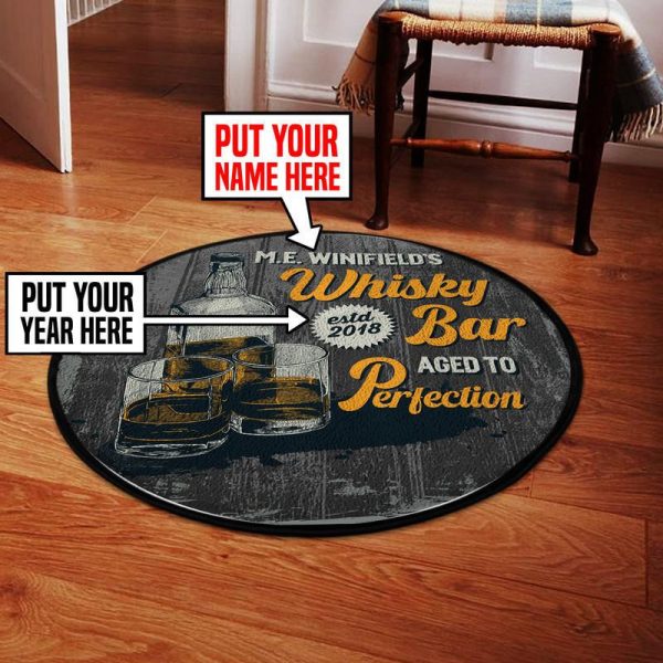 Personalized Whiskey Bar - Aged To Perfection Round Mat 05499 Living Room Rugs, Bedroom Rugs, Kitchen Rugs - Image 2