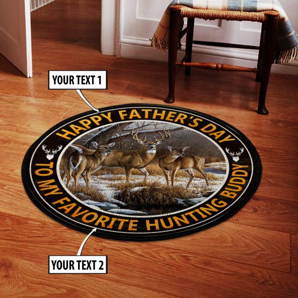 Personalized Happy Fathers Day Hunting Round Rug, Carpet 07810 - Image 2