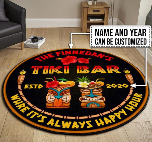 Personalized Tiki Bar Round Mat Round Floor Mat Room Rugs Carpet Outdoor Rug Washable Rugs - Image 2