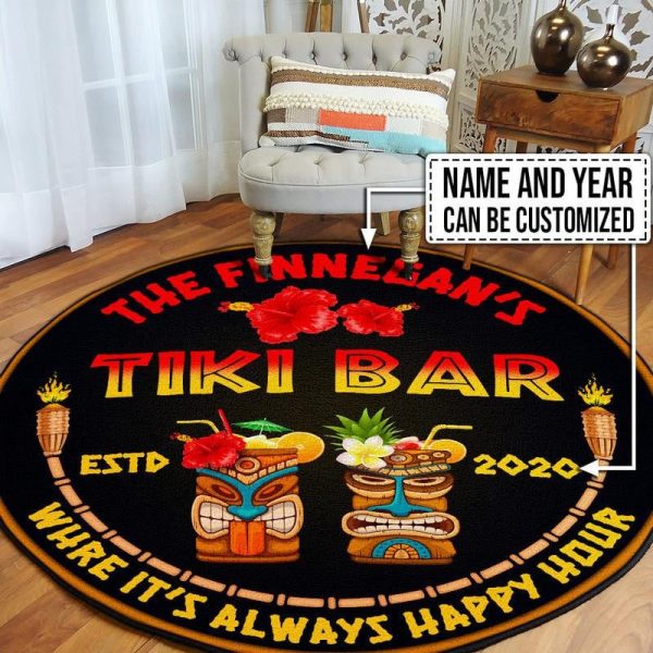 Personalized Tiki Bar Round Mat Round Floor Mat Room Rugs Carpet Outdoor Rug Washable Rugs - Image 3