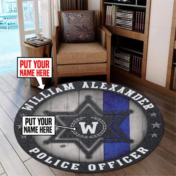 Personalized Police Officer Round Mat Round Floor Mat Room Rugs Carpet Outdoor Rug Washable Rugs - Image 3