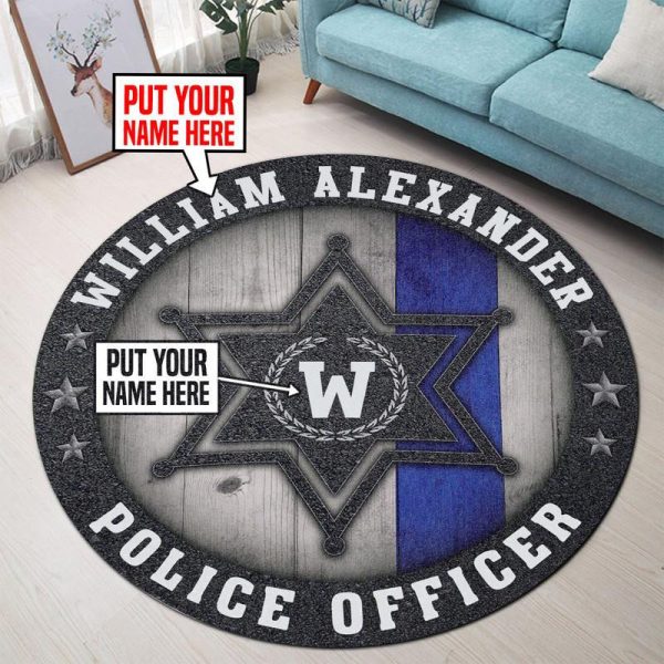 Personalized Police Officer Round Mat Round Floor Mat Room Rugs Carpet Outdoor Rug Washable Rugs - Image 2