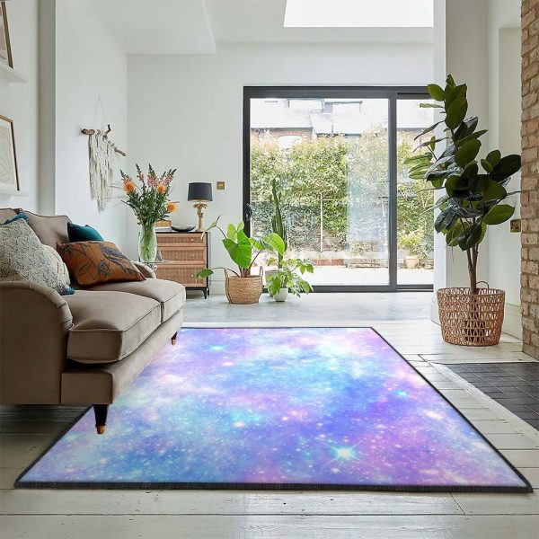 Favorite Color Non Shedding Galaxy Stardust Pastel Color Print Rug Rectangle Rugs Washable Area Rug Non-Slip Carpet For Living Room Bedroom