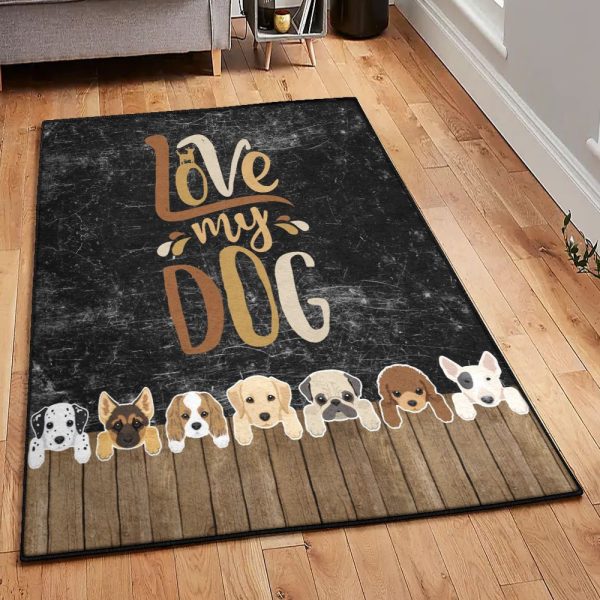 Love Art Deco Rug Dog Love My Dog Rug Rectangle Rugs Washable Area Rug Non-Slip Carpet For Living Room Bedroom - Image 2