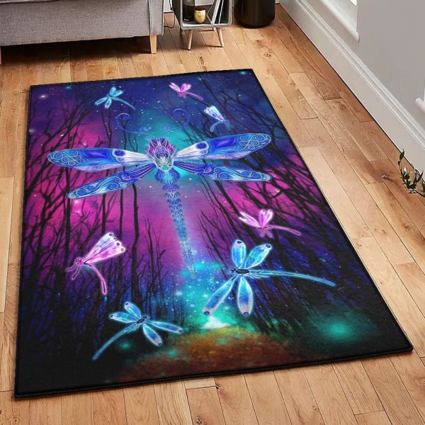 Galaxy Dragonfly Galaxy Rug Rectangle Rugs Washable Area Rug Non-Slip Carpet For Living Room Bedroom - Image 2