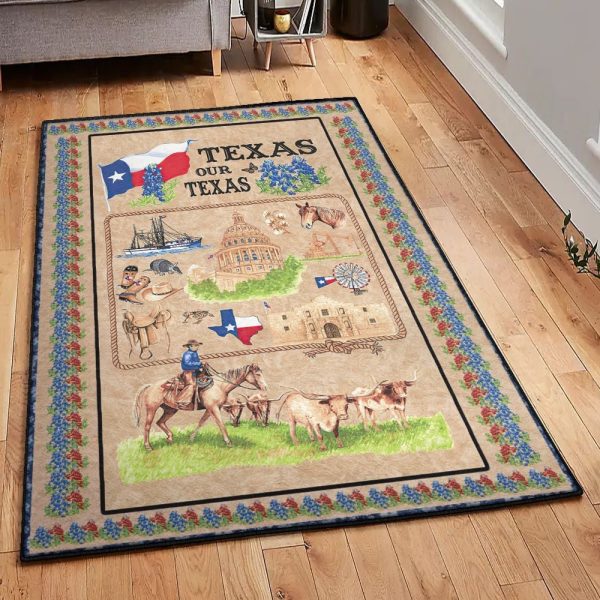 Texas Usa Carpets Texas Rug Rectangle Rugs Washable Area Rug Non-Slip Carpet For Living Room Bedroom