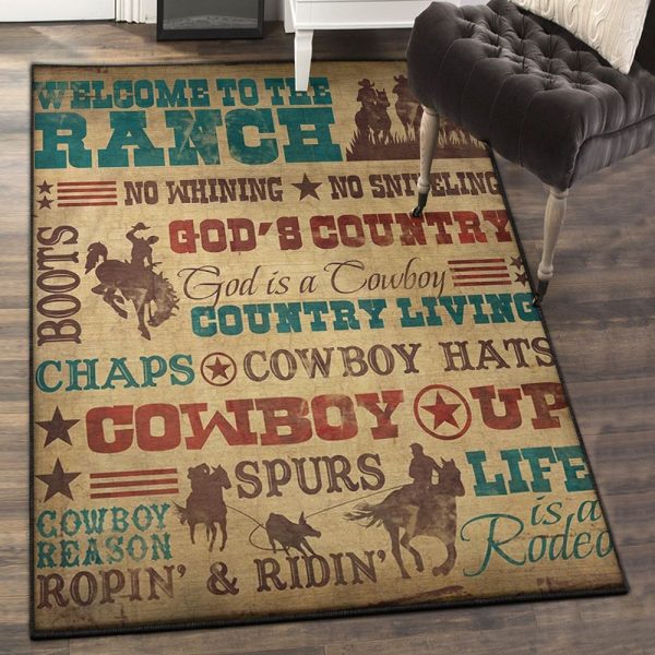 Western Cowboy Washable Rugs Cowboy Rug Rectangle Rugs Washable Area Rug Non-Slip Carpet For Living Room Bedroom