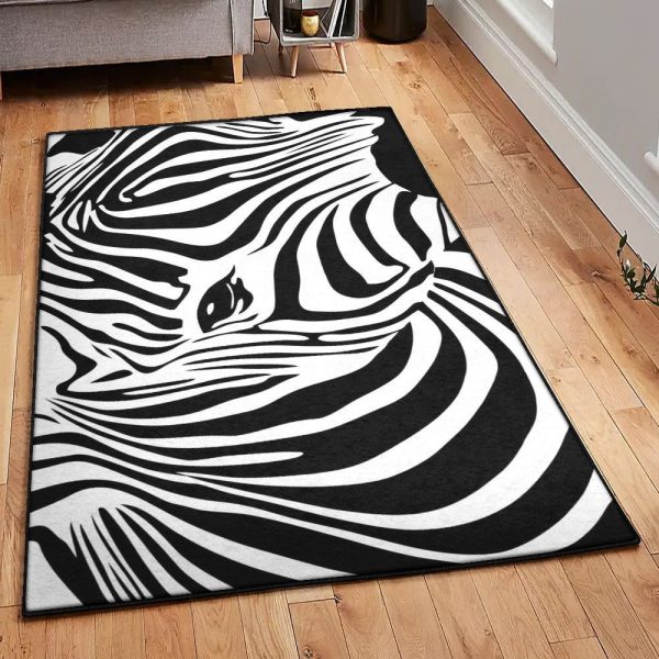 Sawhorse Washable Zebra Rug Rectangle Rugs Washable Area Rug Non-Slip Carpet For Living Room Bedroom