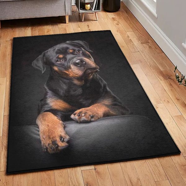 Rottie Bedroom Rugs Rottweiler Rug Rectangle Rugs Washable Area Rug Non-Slip Carpet For Living Room Bedroom