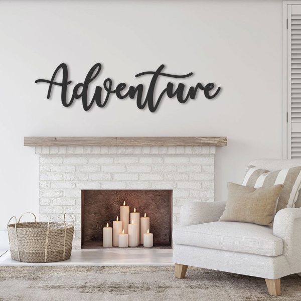 Adventure Sign, Metal Cursive Word Sign, Word Wall Art, Cursive Wall A