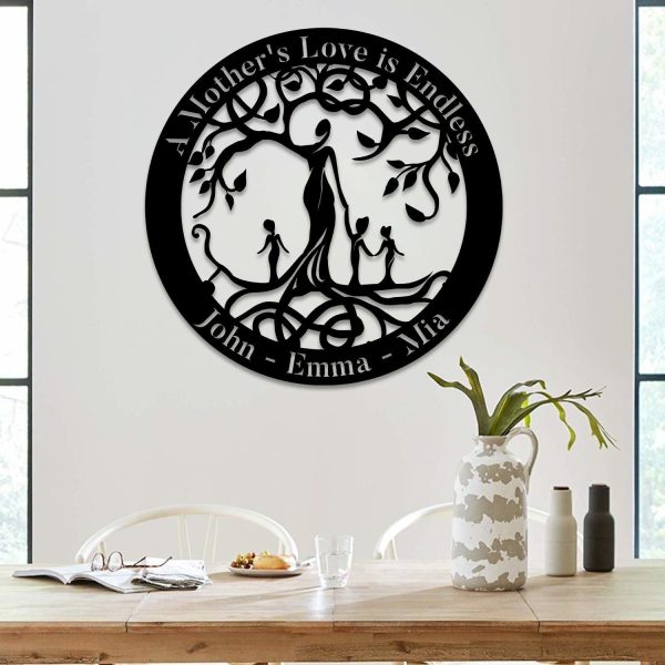 A Mother's Love Is Endless Tree Of Life Metal Sign, Mother And Three C - Image 4