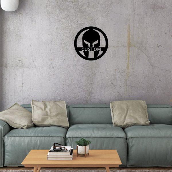 Spartan Helmet Personalized Indoor Outdoor Steel Wall Sign Art Father' - Image 2