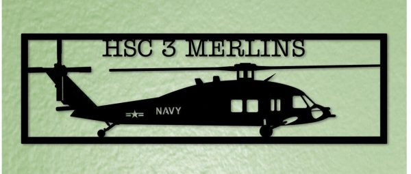 Hsc3 Merlins Knighthawk Multirole Combat Helicopter Metal Sign Cut Met