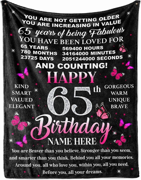 65Th Birthday Blanket For Women Her Wife Sister Mom Friends Grandmothe