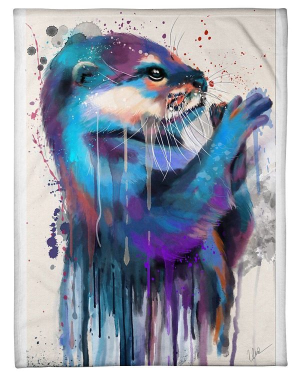 Otter Lover Colourful Fleece Blanket Graphic Design Gift For Birthday