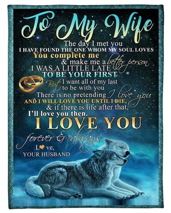 Wolf - Love Message To My Wife Fleece Blanket